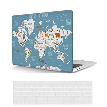 Imagem de Capa rígida compatível com MacBook Pro 13 polegadas 2020 2019 2018 2017 2016 versão modelo A1706 A1708 A1989 A2159 A2251 A2289 A2338, capa rígida para laptop e capa de teclado, mapa mundial