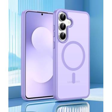 Imagem de Capa para Samsung Galaxy S25 FE, compatível com MagSafe, proteção de grau militar à prova de choque, capa de celular magnética transparente antiamarelamento, antiarranhões, capa protetora para celular