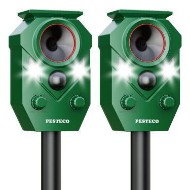 Imagem de PESTECO Repelente solar de animais ao ar livre, repelente ultrassônico de gatos ao ar livre, repelente de cervos à prova d'água IP65 repelente de cervos esquilo guaxinim coelho, repelente de cães para