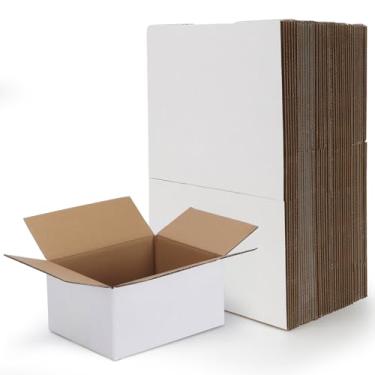 Imagem de RLAVBL Conjunto de 40 caixas de envio 20 x 15 x 10, caixa de papelão ondulado pequena branca, caixa de correio