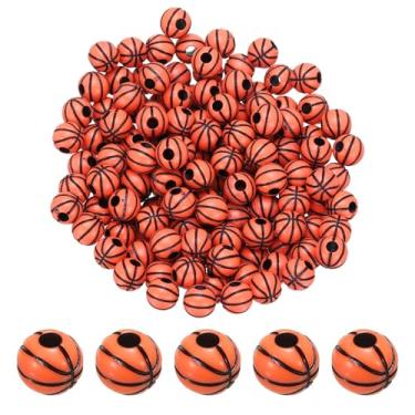 Imagem de PATIKIL Contas de bola esportiva de 12 mm, 150 peças de contas de acrílico para basquete redondo redondo para artesanato faça você mesmo pulseira colar, marrom