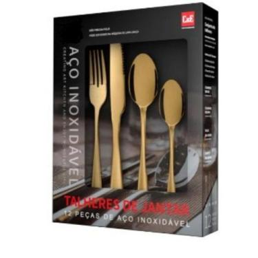 Imagem de Conjunto de Talheres luxo diversos tamanhos inox ou dourado - Dourado 