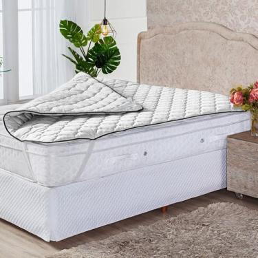 Imagem de Protetor Pillow Top Branco Casal Padrão Super Volumoso 300 Gramas/m² -