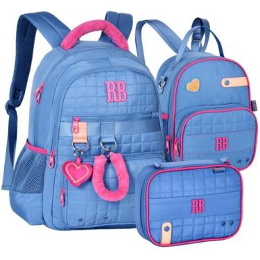 Imagem de Kit Rebecca Bonbon Material Escolar Mochila de Costas Estojo Box Lanch