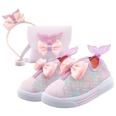 Imagem de Kit Tênis Esportivo Feminino Sereia Infantil Com Bolsa MzKid Tamanho:24/25;Gênero:Menina;Cor:-Feminino
