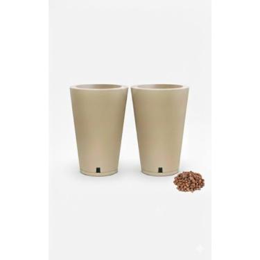 Imagem de Kit 2 Vasos Para Plantas Petra Conico C/Prato + Argila Expandida Cor:C