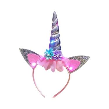 Imagem de Tiara De Unicórnio Brilhante Para Meninas Com Luzes LED E Chifres Arco