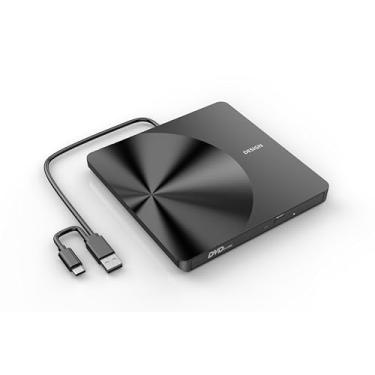 Imagem de BRIGHTSHOW Unidade de CD/DVD externa portátil, USB 3.0 e gravador USB C +/-RW Unidade óptica para laptop, desktop, Windows 11/10/8/7, MacBook Mac Linux