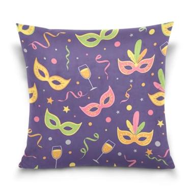 Imagem de ATTX Capas de almofada de máscara de carnaval 50 x 50 cm decorativas com zíper para sala de estar sofá-cama (764)