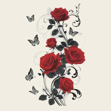 Imagem de Achang Adesivos de parede retrô rosa vermelha borboleta banheiro vidro porta decoração descascar e colar para sala de estar, quarto, TV, parede, sala de aula