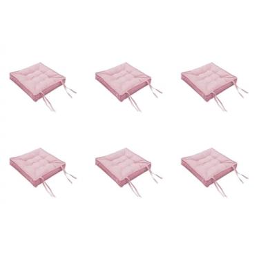 Imagem de Kit com 6 Almofadas Futon de Suede Liso 40x40cm - Assentos Confortáveis para Cadeiras, Bancos e Móveis, Duráveis e Decorativos (Rosa Claro)