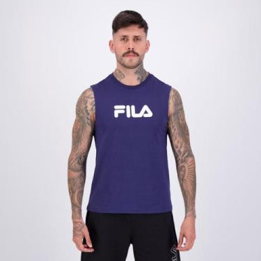 Imagem de Regata Fila Letter Azul Marinho e Branca, GG