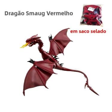 Imagem de Blocos De Montar Dragão Voador Vermelho Série Mágica Medieval Com Asas