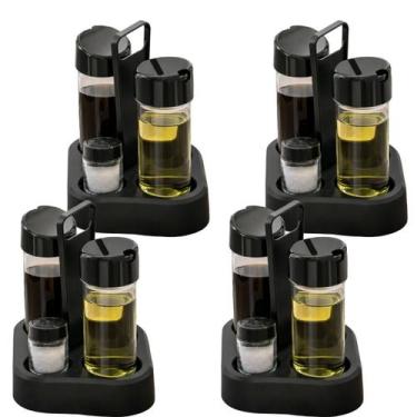 Imagem de Kit 4 Galheteiros 4 em 1 Unitermi Porta Temperos Cozinha Mesa Posta Sa