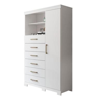 Imagem de Multi-cômoda Marabá 1.6 1 Porta E 6 Gavetas Branco Com Pés - Santos Andirá Branco