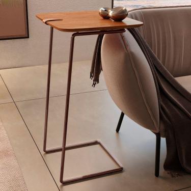 Imagem de Mesa Apoio Lateral Para Sofá Atenas Pé Café Cinamomo