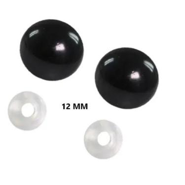 Imagem de Olho Amigurumi Preto 12mm - 10 Pares com Trava - Círculo