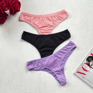 Imagem de Kit 3 Calcinha Fio Dental Canelado Confortável Dia A Dia Revenda - Kar