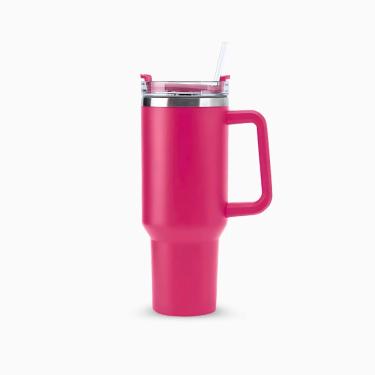 Imagem de Copo Térmico Grande 1200 Ml Canudo Parede Dupla - Rosa Pink