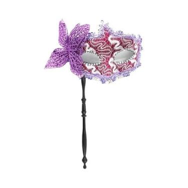 Imagem de Máscara De Halloween Para Mulheres Com Bastão, Máscara Veneziana De Me