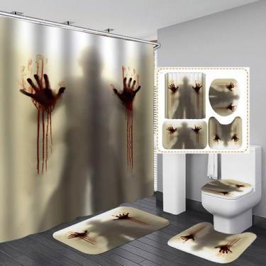 Imagem de Conjunto de decoração de banheiro Horror Silhouette Shower Cortina de 