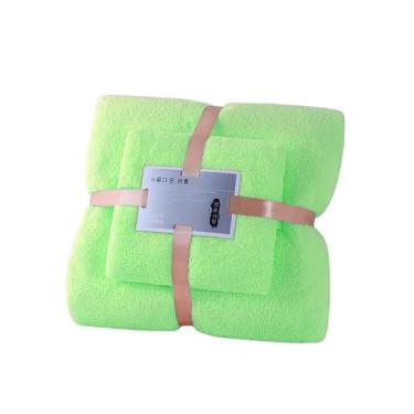 Imagem de Toalha De Banho e Toalha De Rosto Veludo Flecee Pelinhos COR:VERDE - S