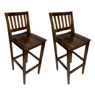 Imagem de Banquetas de Madeira Maciça 100cm com Encosto - Alpe & Aritana, Marrom