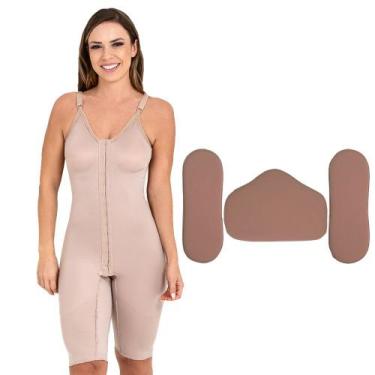 Imagem de Kit Pós Cirúrgico Macaquinho Compressivo e Placas de Espuma Cor Bege- 