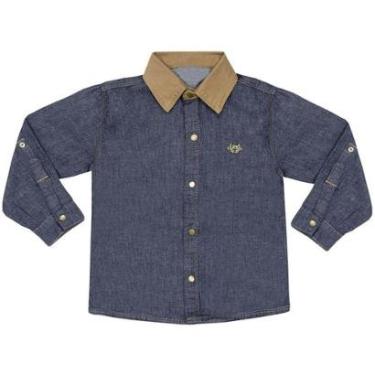 Imagem de Camisa Infantil Look Jeans Manga Longa Jeans - 4 - UNICA-Masculino