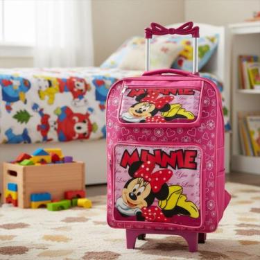 Imagem de Mochila Escolar Carrinho Menina e Menino Personagens Grande Cor:Minnie