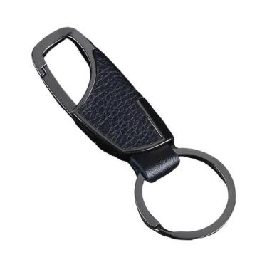 Imagem de Chaveiro Masculino De Couro Genuíno Preto Com Fecho Elegante Para Chav
