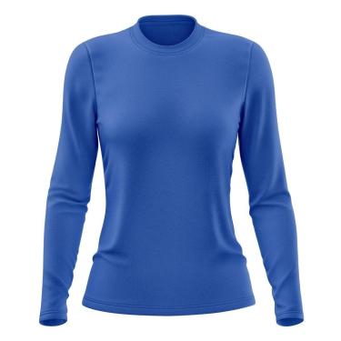 Imagem de Camiseta Manga Longa Feminina Dry Lisa Proteção Solar Treino Praia Gênero:Mulher;Tamanho:M;Cor:-Feminino