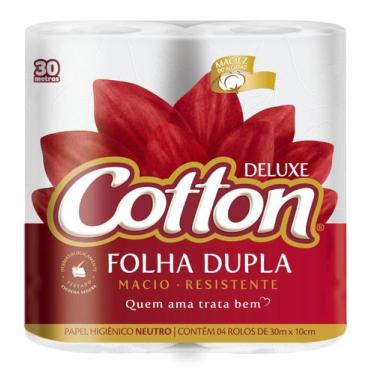 Imagem de Papel Higienico Cotton Folha Dupla 30m 4 Unidades