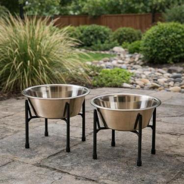 Imagem de Kit Comedouro E Bebedouro Elevado Cachorro Gato Tigela Inox - Molare