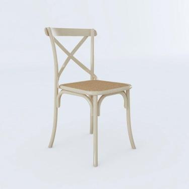 Imagem de Cadeira Katrina Off White Assento Corano Bege Aço Bege