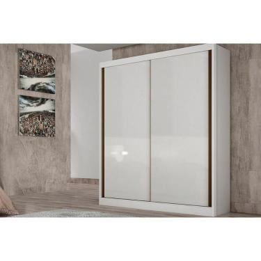 Imagem de Guarda Roupa Solteiro Virtus-Toledo Plus 2 Portas de Correr 3 Gavetas MDF Branco Neve M...