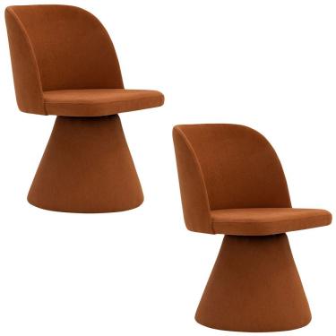 Imagem de Kit 02 Cadeiras De Jantar Giratória Liz Linho Terracota - Nexta Casa