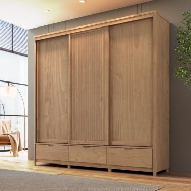 Imagem de Guarda Roupa Madeira Maciça 3304U Nest 03 Portas de Correr e 03 Gavetas Tauari Finestra