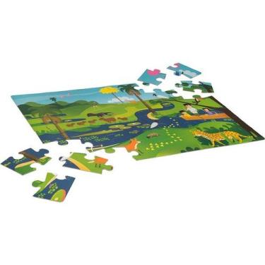Imagem de Quebra-Cabeça Gigante Bichos do Pantanal Brinquedo Educativo Araquarel