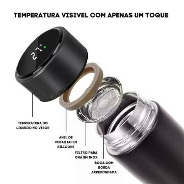 Imagem de Garrafa Térmica Inteligente Com Indicador E Sensor De Temperatura Led – 500ml | Vermelho