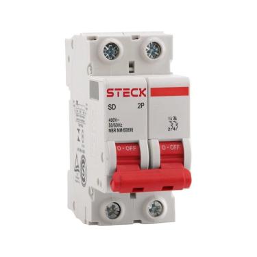 Imagem de Disjuntor Steck Din SDD62C50 - 2 Polos, 50A, Curva C, 3kA, Branco