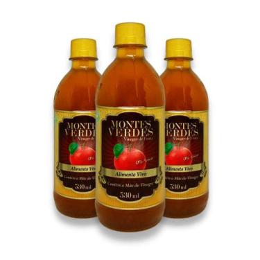Imagem de Kit 3x Vinagre de Maçã Natural Zero Açúcar 530ml Montes Verdes