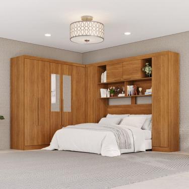 Imagem de Guarda-roupa de Canto com Espelho Modulado 9 Portas 2 Gavetas Argentina Cinamomo