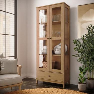 Imagem de Cristaleira 2 Portas 1 Gaveta em Madeira Maciça Essência Freijó