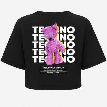 Imagem de Cropped Oversized Preto Techno Only - Estampa DTF - AFTER, G