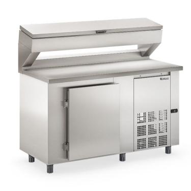 Imagem de Balcão Condimentado 1 Porta E 8 Gns 1-4 Com Tampa GBPz150tcbai Inox Gelopar 220V
