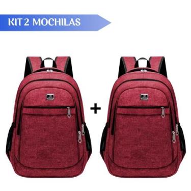 Imagem de Kit 2 Mochilas Bolsa Viagem Resistente Coreana Masculina Feminina - Co