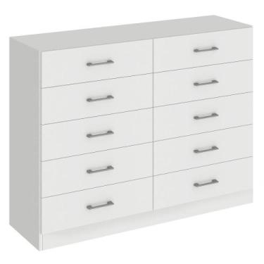 Imagem de Cômoda 10 Gavetas 90cm Caribe CO902 Cor Branco - Fellicci Móveis