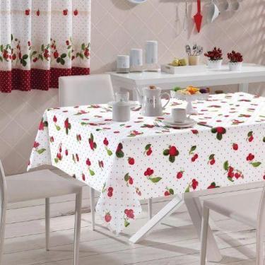 Imagem de Toalha de Mesa Dohler Athenas Iolanda Branca Estampada Frutas Vermelha