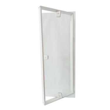 Imagem de Janela Pivotante Capelinha Em Alumínio Branco Vidro Blindex 100x40cm -